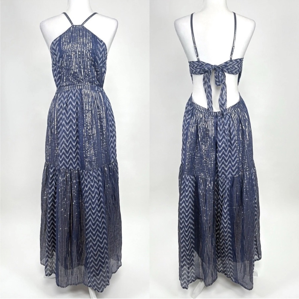 Anthropologie Mahila Navy Backless Maxi Dress